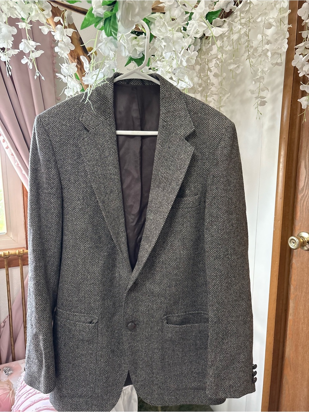Farah Brown Herringbone Sport Coat Blazer 100% Pure Wool